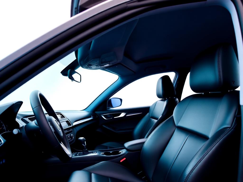 Freshly detailed black leather interior